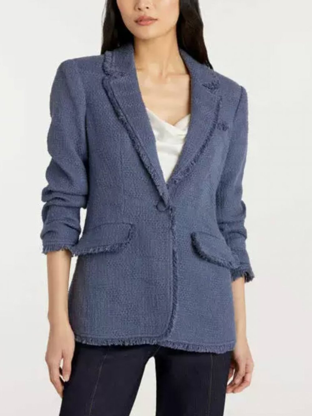 BEST NWT Cinq a Sept Khloe Boucle Blazer Jacket Shadow Blue 0/2/4/6